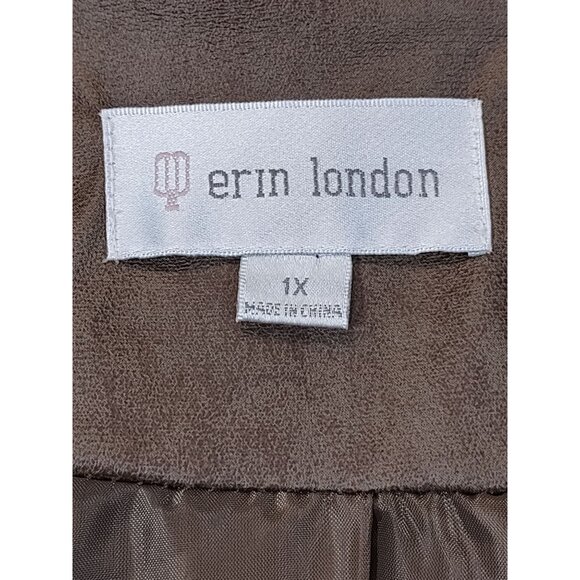 Erin London Pintuck Pleat Blazer Mocha 1 Button Sheen Lined Jacket Plus Sz 1X - Picture 4 of 11